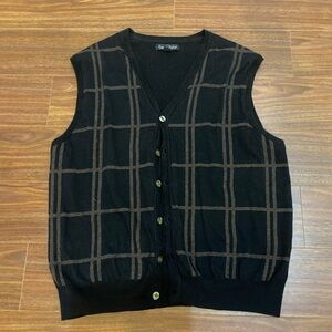 Vintage Black and Brown Button-Up Vest